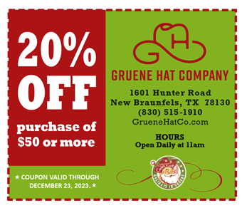 20% off Gruene Hat Company